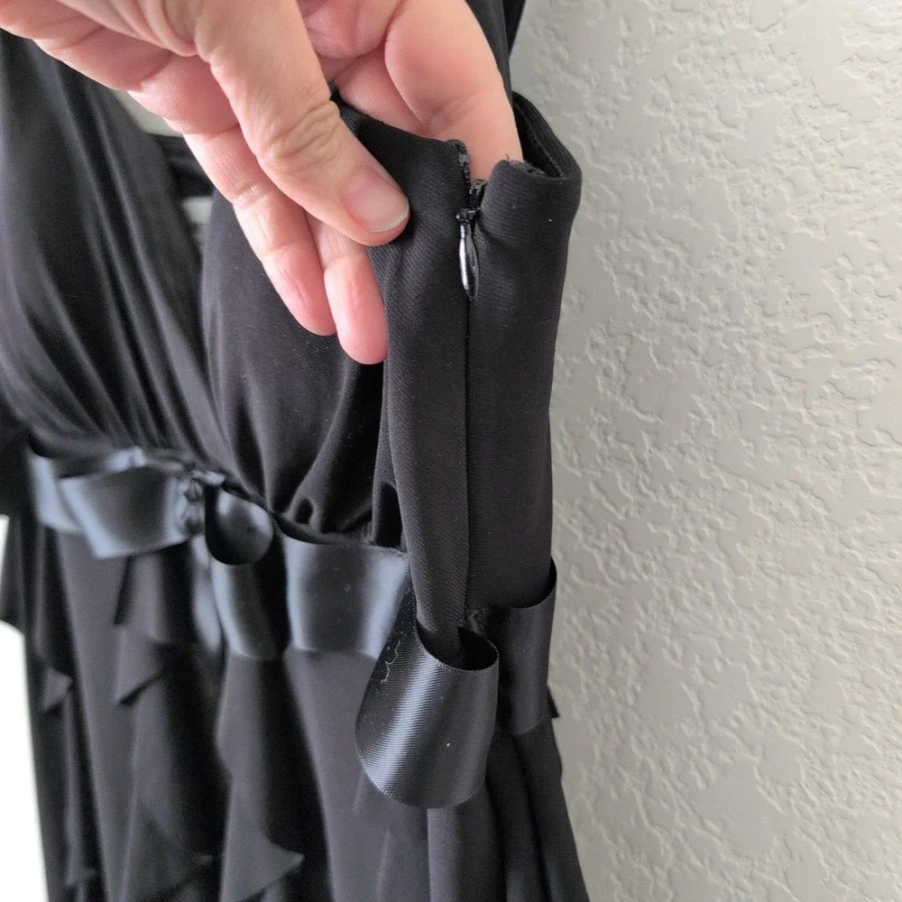 Vintage 90s Y2K Black Ruffle Cocktail Dress 18W Layered Whimsigoth Prom Babydoll